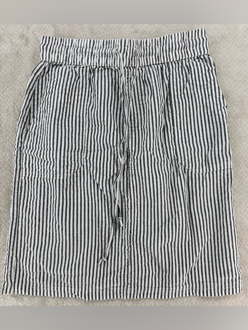 SW New York 100% Cotton Striped Knee Length Skirt